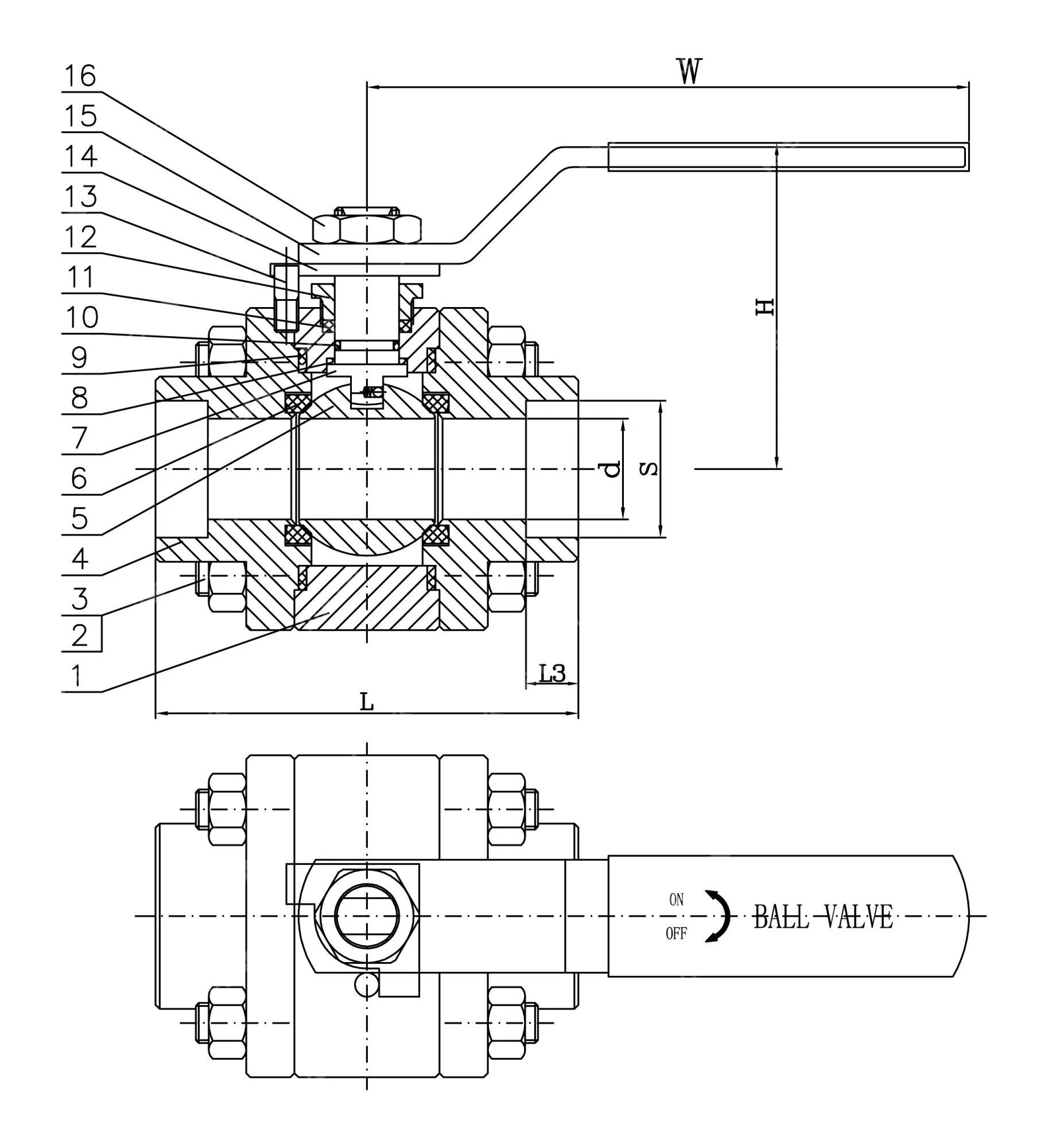ASTM A182 F316L Ball Valve, ASME B16.34, 1/2 IN, CL800, SW