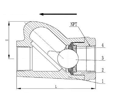 Ball Type Check Valve, ASTM A216 WCB, 2 Inch, 3000 PSI, NPT