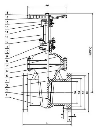 DIN 3352 F5 Gate Valve, EN 1.0619, DN80, PN25, Rising Stem
