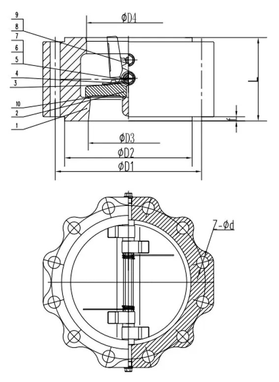 Double Door Wafer Check Valve, API 594, 20 Inch, 150 LB, Lug