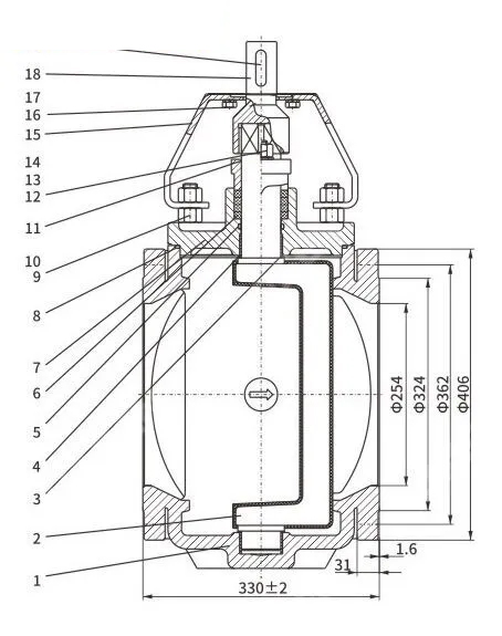 GGG40 Eccentric Plug Valve, API 6D, DN250, PN10, Elastic Seat