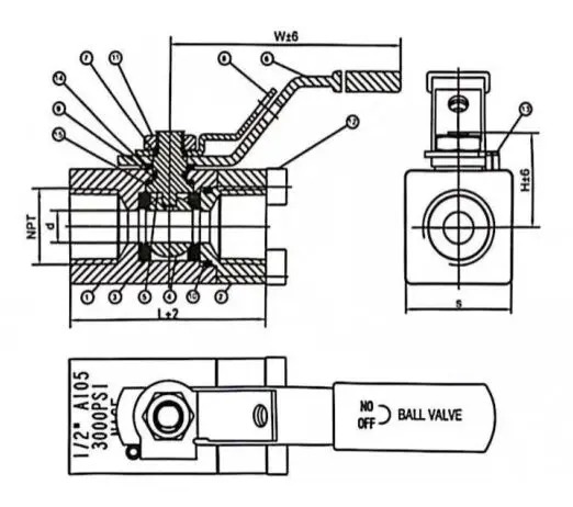 ASTM A105 Ball Valves, ASME B16.34, 1 Inch, 3000 PSI, 2 PCS
