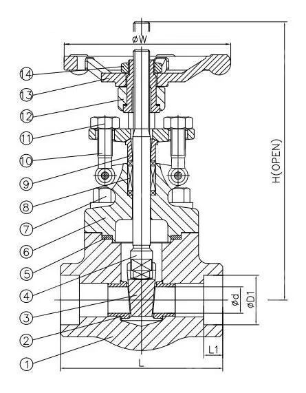 ASTM A182 F316L Gate Valve, API 602, 1/2 IN, 800 LB, BB, SW