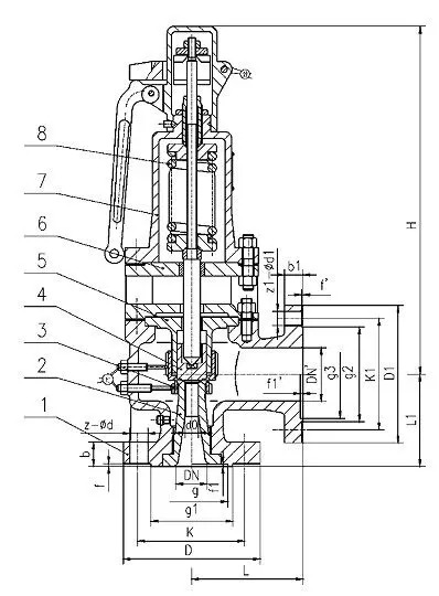ASTM A216 WCB Safety Valves, API 526, DN250, PN100, Full Lift