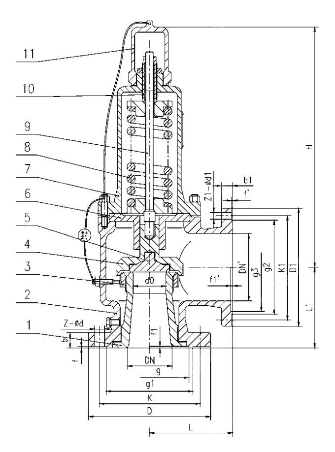 Full Lift Safety Valve, API 526, ASTM A216 WCB, 4 IN, 150 LB