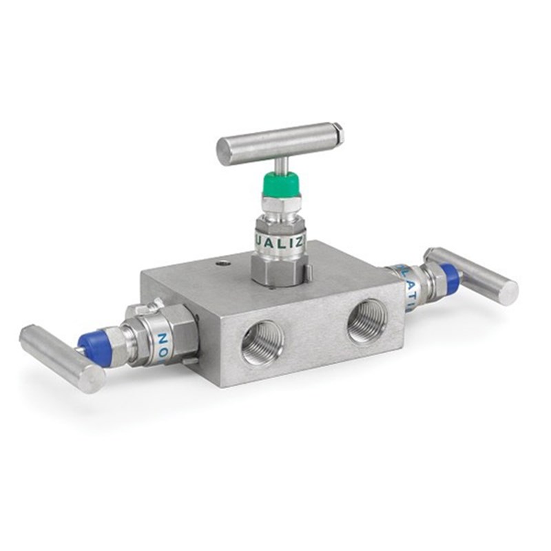 3 Way Manifold Valve, Stainless Steel 316, 1/2 IN, 6000 PSI