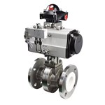 Pneumatic Actuator PTFE PFA Lined Flange Ball Valve For Air Treatment