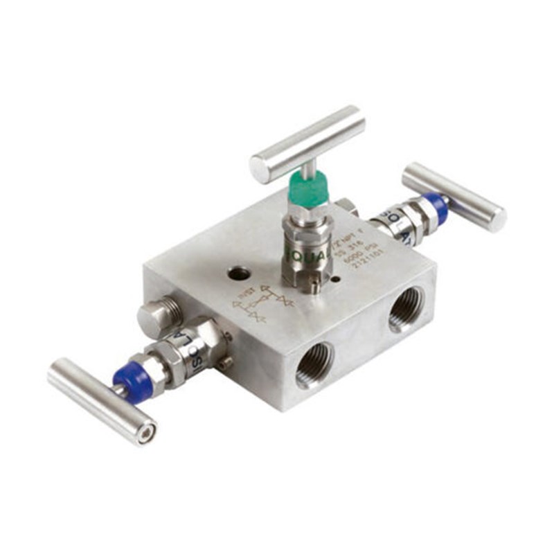 SS 316 Manifold Valve, 3 Way, 1/2 Inch, 6000 PSI, FNPT End